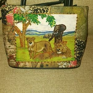 Animal Print beaded purse